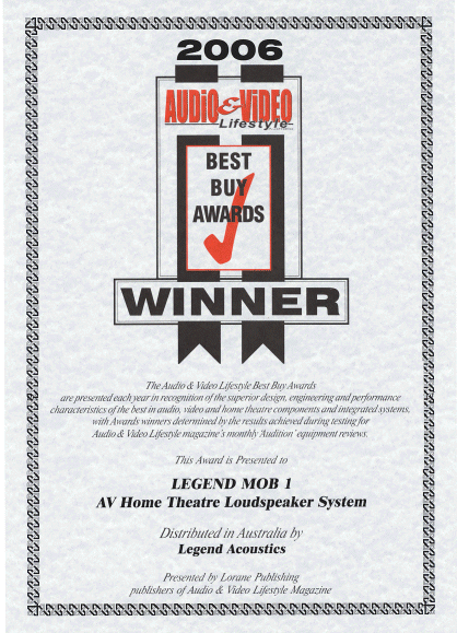 2006 Home Theatre award - Best in class
